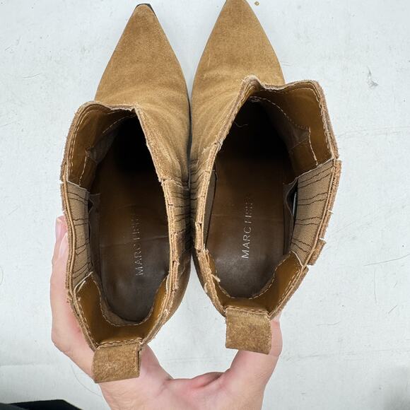 Marc Fisher Maree Heeled Western Boots Sz 8M Chestnut Brown Suede Leather Boho - Picture 7 of 10